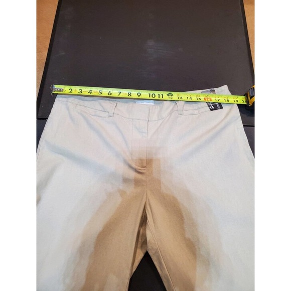 Newyork & Co. Women's Ivory Linen Mid Rise Pull On Wide Leg Dress Pant Size 14 - Picture 11 of 12